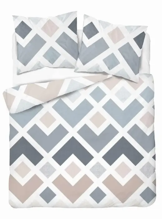 Microfiber Bedding Set 220x200 cm Blue Beige Geometric Pattern 5026 A