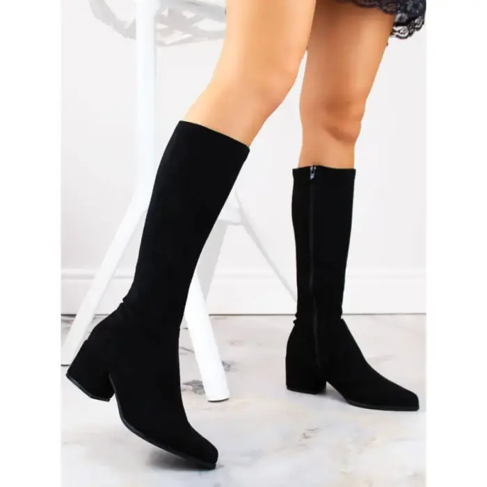 Sergio Leone W SK426 black suede high-heel ботинки - Buty: 38