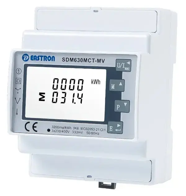 Eastron SDM630MCT-MV (NON-MID), 0,333mV Modbus input, RS485, three-phase, pulse outputs