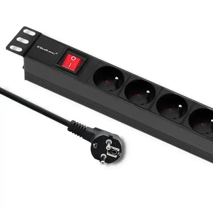 Qoltec Power strip for RACK cabinets | 1U | 16A | PDU | 6x French sockets | 2m