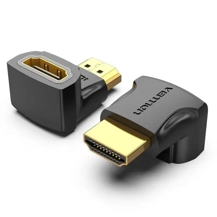 Vention HDMI 90 laipsnių vyriškas į moterišką adapteris – juodas