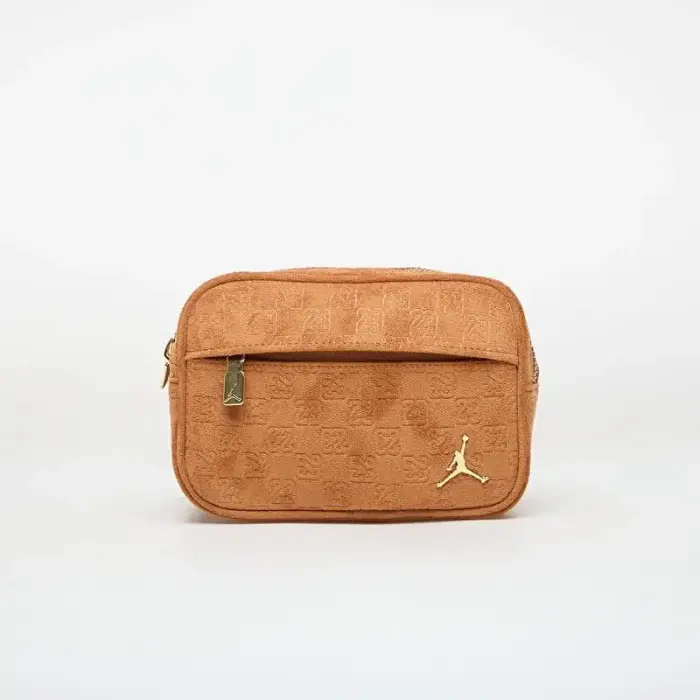 Women's Air Jordan Suede Monogram Camera Bag Cognac - MA9207-X6X, size UNIWERSALNY