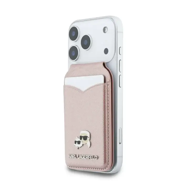 Karl Lagerfeld Mirror MagSafe kortelių dėklas-stovas Rožinis