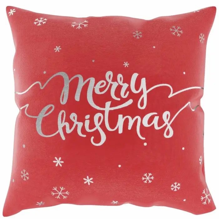 Ziemassvētku spilvendrāna Snow Merry Christmas BN23 45x45 cm, sarkanā un sudraba krāsā