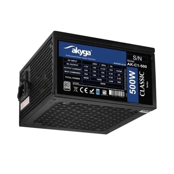 Akyga AK-C1-500 ATX barošanas bloks 500W 80 Plus