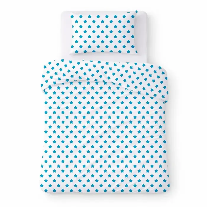 Cotton Bedding Set 140x200 cm, White with Blue Stars – COTTON HOME KIDS