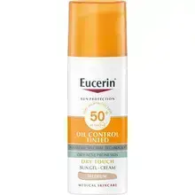 Eucerin Sun Oil Control Tonuotas saulės gelis-kremas SPF 50+