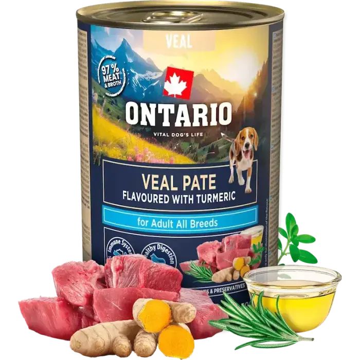 Ontario Adult Veal Pate with Turmeric Dog Food 400g