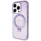 Guess Ring Stand Script Glitter MagSafe vāks iPhone 14 Pro, violets — Foto 2