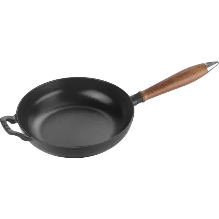 Staub Cast Iron Frying Pan with Wooden Handle – 24 cm