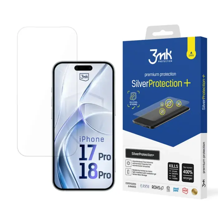 3mk SilverProtect+ antibakteriāls aizsargstikls / aizsargplēve Apple iPhone 17 Pro
