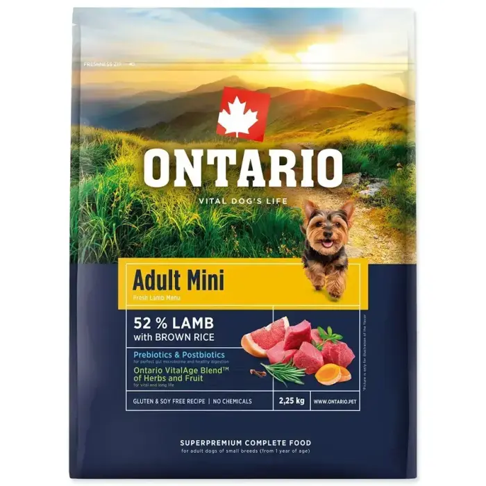 Ontario Adult Mini Lamb & Brown Rice Dry Dog Food 2.25 kg