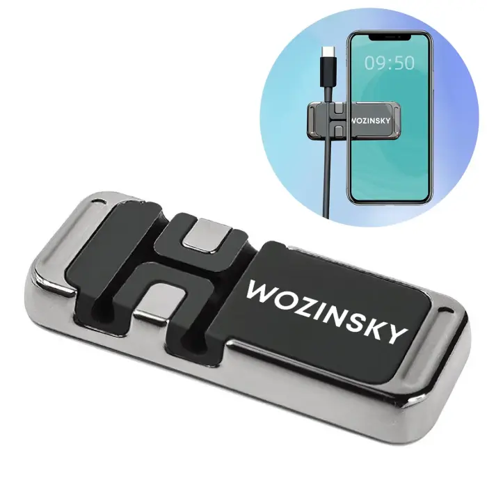 Wozinsky WMCDO-B1 Magnetiline Kleepuv Telefonihoidik Kaabliorganisaatoriga - Must