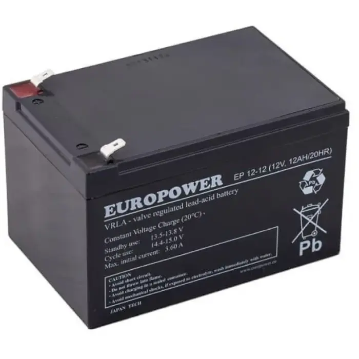 EUROPOWER EP Series AGM Battery 12V 12Ah (Lifespan 6-9 years)