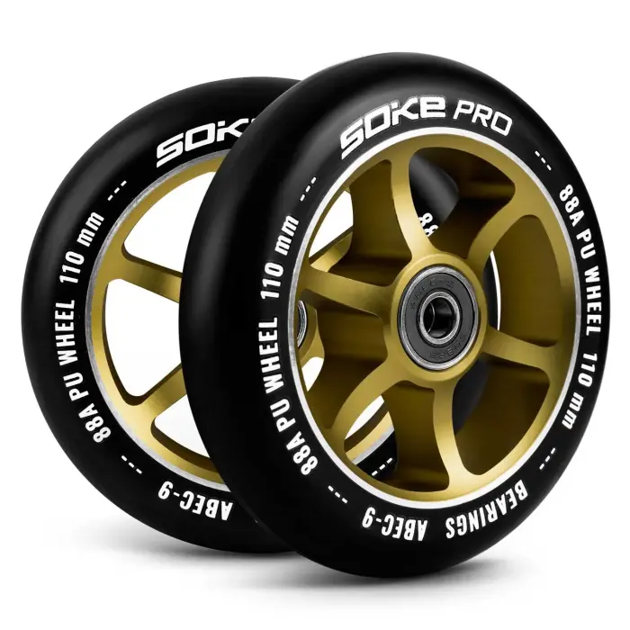 Soke tõukeratta rattad 110 mm, kuldsed, 2 tk