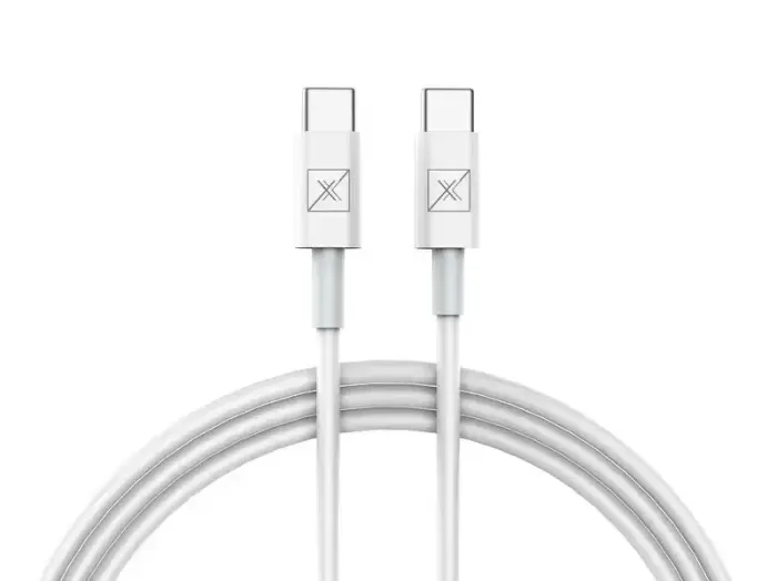 MX CABLE SHOCK 20W PD USB-C to USB-C Cable, White