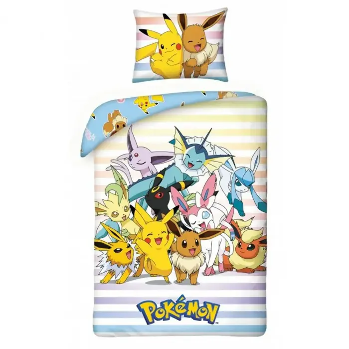 Kokvilnas gultas veļas komplekts Pokemon 140x200 cm