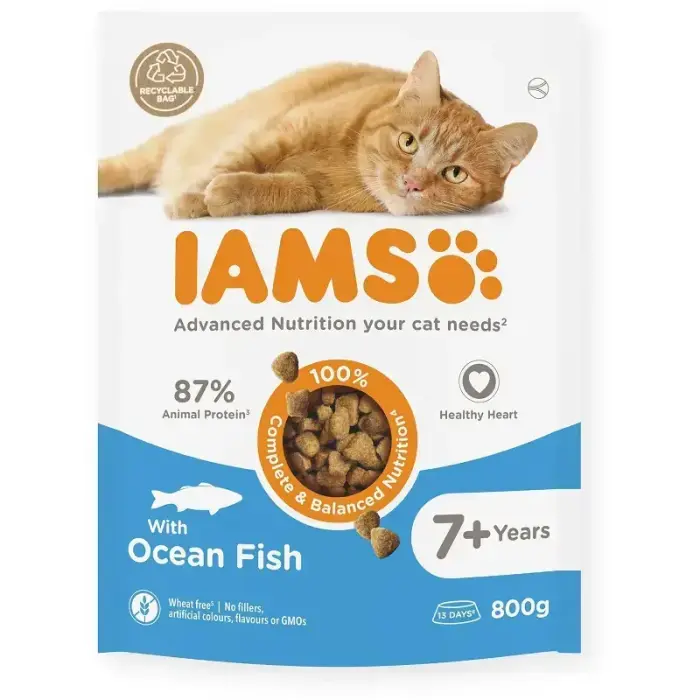 IAMS CAT SENIOR OCEAN FISH sausas kačių maistas, 800g