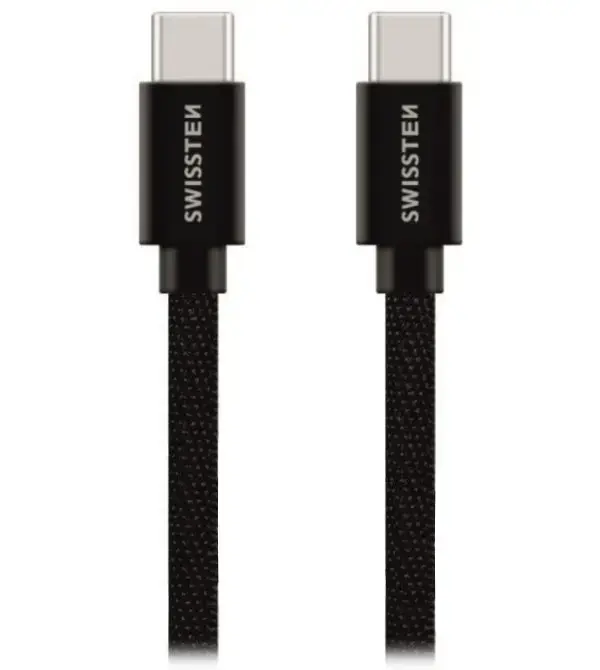 Swissten Data Cable Textile USB-C / USB-C 0,2m Black