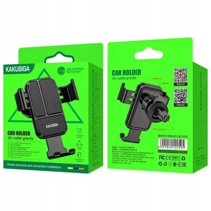 KAKUSIGA KSC-715A Universalus automobilinis telefono laikiklis į ventiliacijos groteles - Juodas