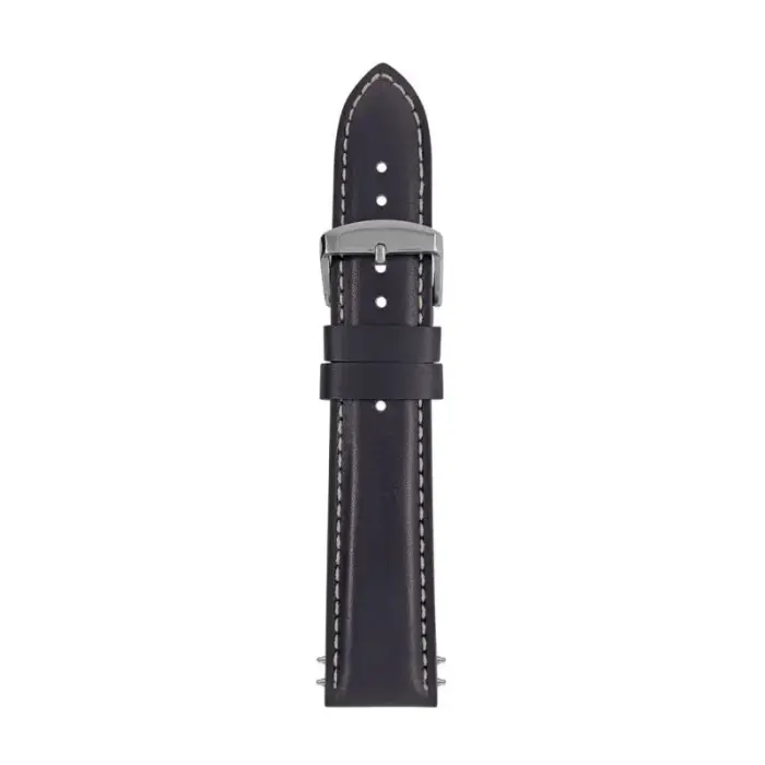 Zeppelin black leather strap, 22 mm