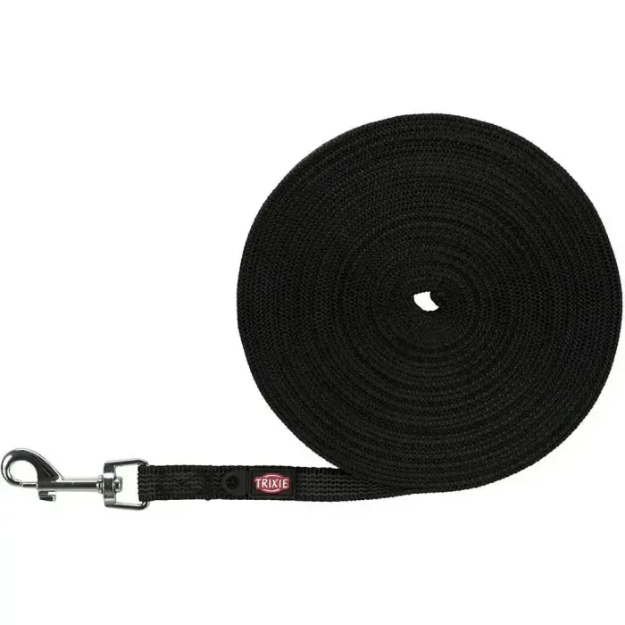 Trixie Tracking Leash, Rubberised, S-M: 10 m | 15 mm, Black