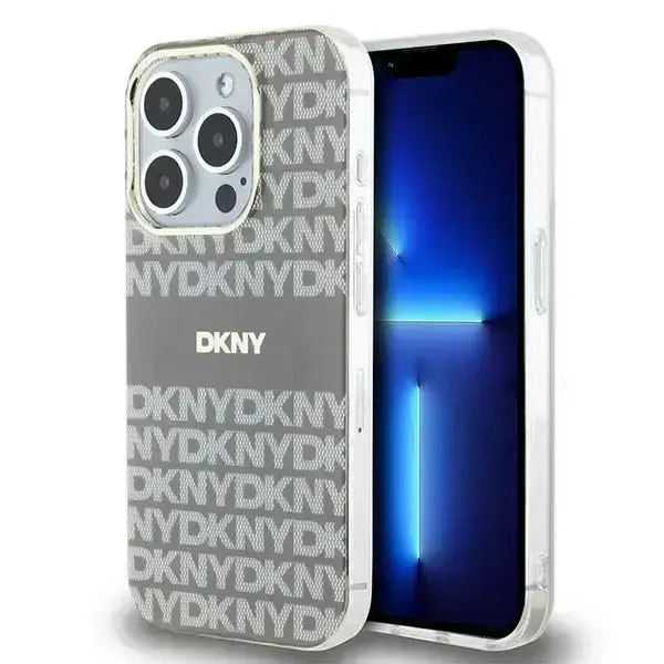 DKNY IML Mono & Stripe MagSafe Case for iPhone 15 Pro Max - Beige