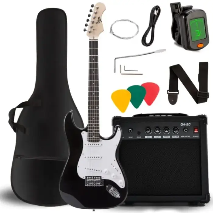 Elektriskā ģitāra V-TONE EGA 39 BK 4/4 Stratocaster, melnā krāsā