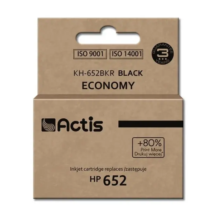 Actis KH-652BKR tintes kasetne (aizstāj HP 652 F6V25AE; standarta; 15 ml; 650 lappuses, melna)