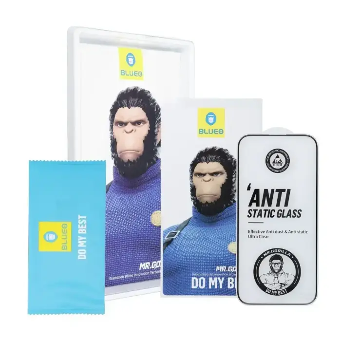 BlueO 5D Mr. Monkey aizsargstikls telefonam Apple iPhone 16 Pro Max melns