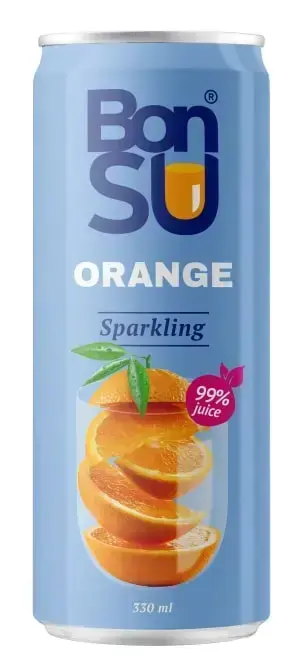 Gāzēts atsvaidzinošs apelsīnu sulas dzēriens BONSU, 330 ml (DEP)