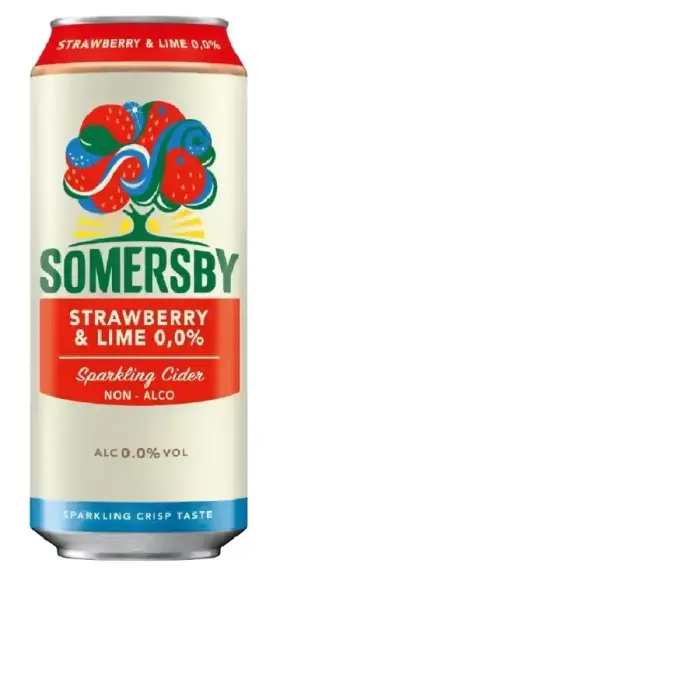 Безалкогольный сидр SOMERSBY Strawberry&Lime, в банке, 0.5л (DEP)