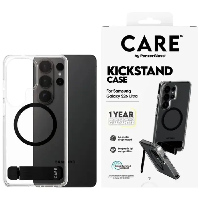 CARE by PanzerGlass Urban Explorer Transparent Case w. Black Qi for Samsung Galaxy S26 Ultra - transparent