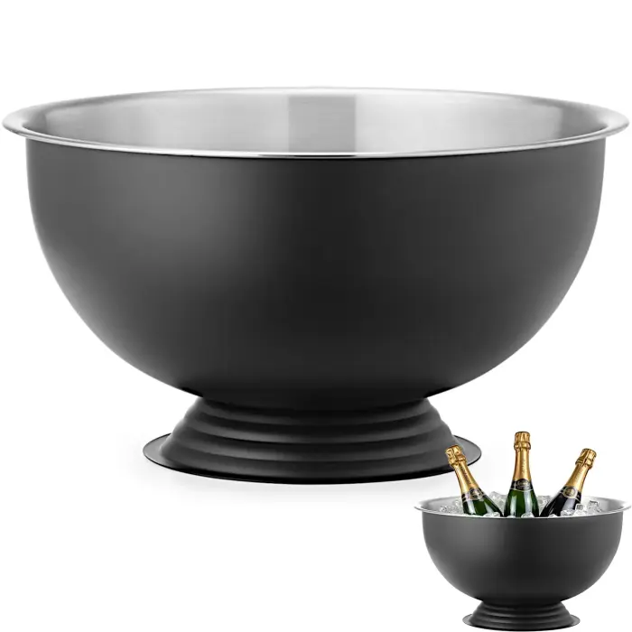 BarUp Champagne and Punch Bowl, Stainless Steel, 13 L, Ø 393x214 mm - Black