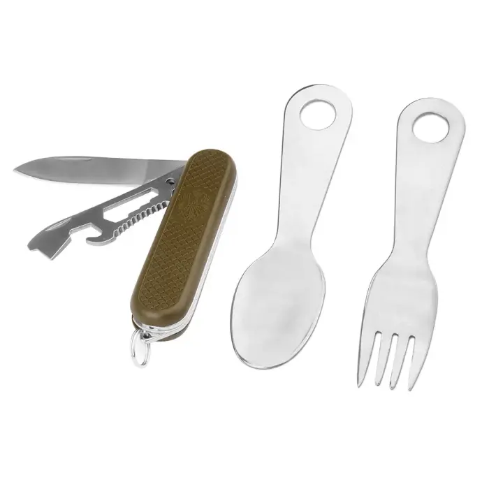 Mil-Tec Spoon and Fork Set with Pocket Knife - 14629000