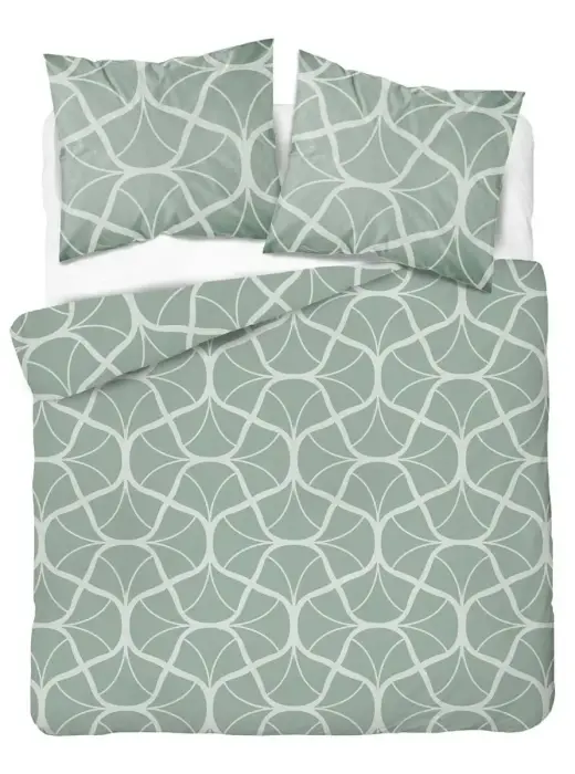 Satīna gultas veļas komplekts 220x200 cm 5232 A Celadon Dark Cream Geometric
