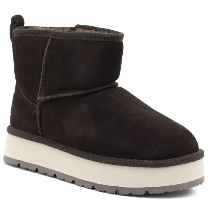 Sieviešu leather ankle zābaki with platform, brown Big Star UU274693 - Buty: 40