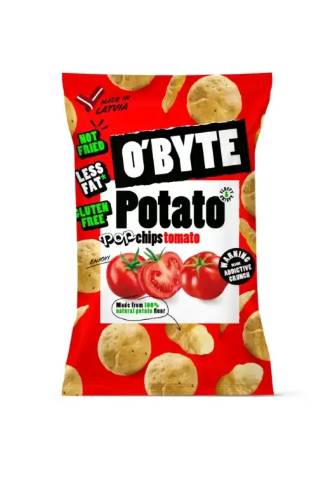 O'BYTE Bulvių traškučiai su pomidorų skoniu 90g