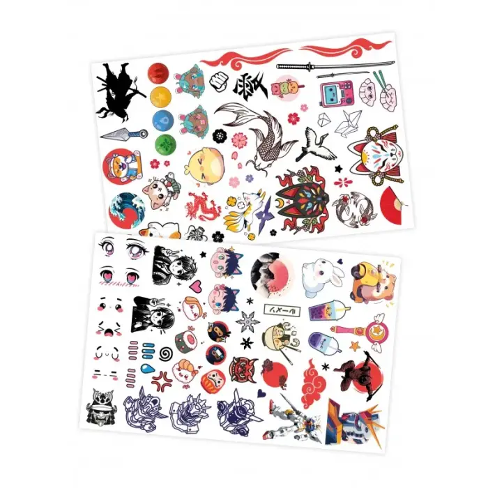 75 Wash-off Tattoos - Manga Kawaï, Buki