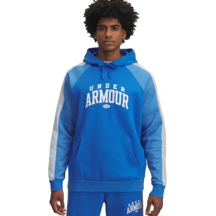 Men's Under Armour Rival Fleece Colorblock Hoodie Blue 6003958 402 - Feature: M
