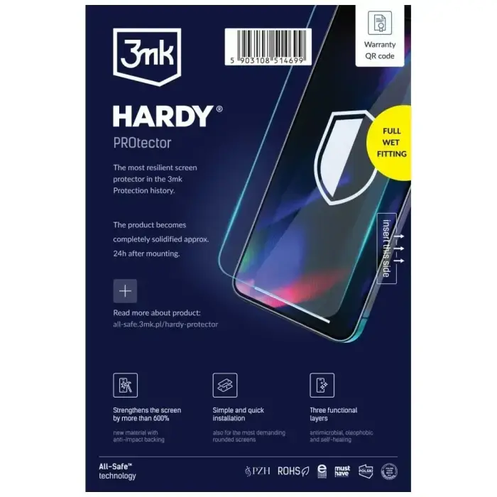 3MK All-In-One Hardy PROtector planšetes mitrā uzstādīšana (Iepakojumā 5 gab., cena norādīta par 1 gab.)
