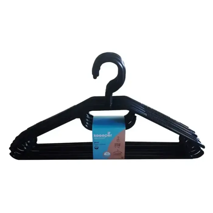 Arvid Plastikust Riidepuude Komplekt, 10 tk., 40x22x6.2cm, Must