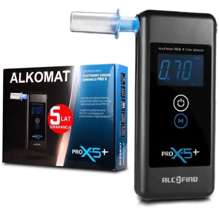 Alcofind Pro X-5+ alkomeeter 5-aastase garantiiga ja 24-kuulise hooldusega