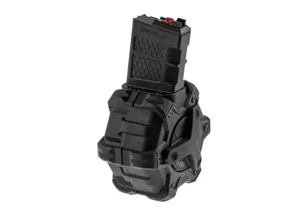 Būgninė dėtuvė AR15 serijos GBB airsofto šautuvams, 350 vnt.
