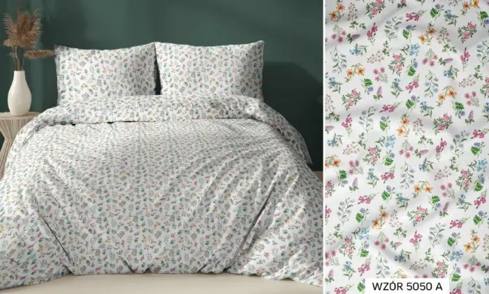 Wool bedding set A KARO Max 160x200 cm, white/multicolour, floral