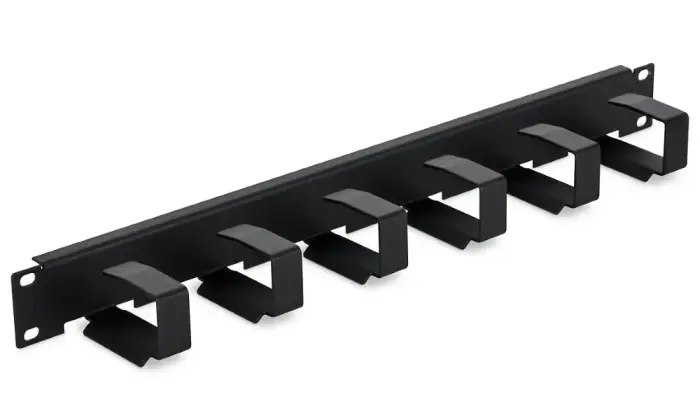 Triton 19' vyvazovací panel 1U, 6x vyvazovací háček 70x27mm, melns