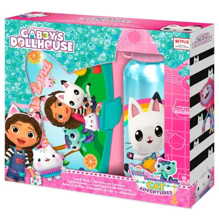 Gabby's Dollhouse Lunch Box + Aluminium Bottle Set 500ml