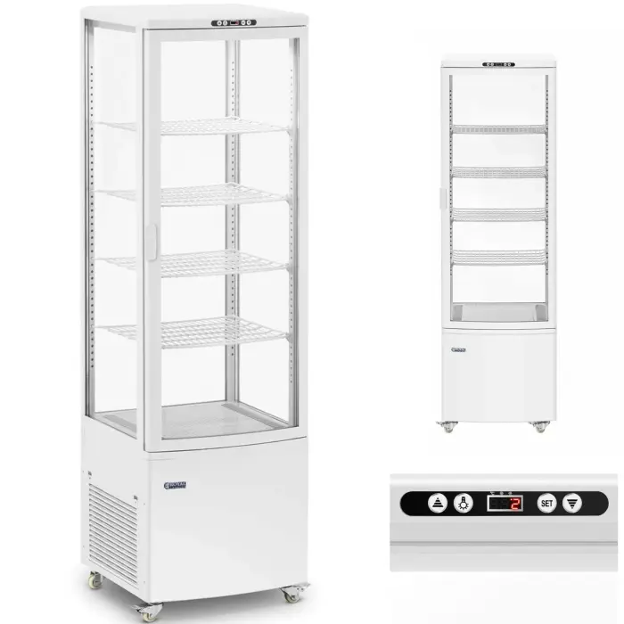 refrigerated display case ekspozycyjna przeszklona 4 półki 238 l - biała