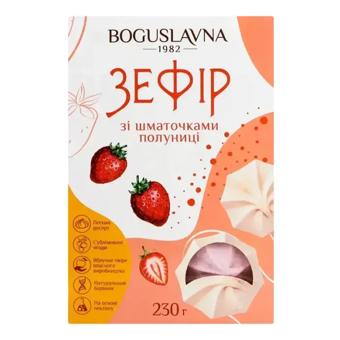 Zefir BOGUSLAVNA, maasikatükkidega, 230g
