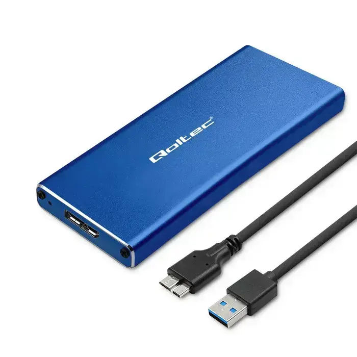 Qoltec Aluminium M.2 SATA SSD Enclosure – USB 3.0 – 2TB – Blue